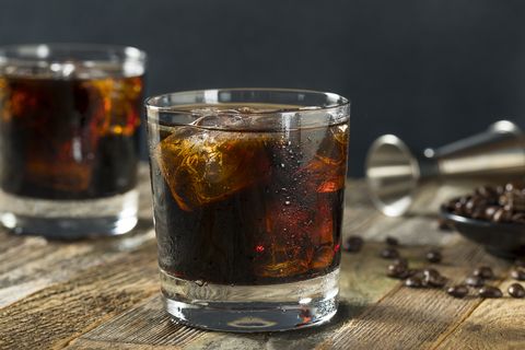 alcoholic boozy black russian cocktail