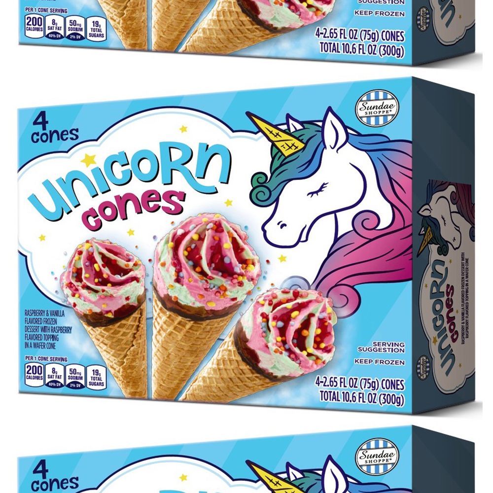 aldi sundae shopped unicorn ice cream cones