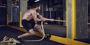 Barechested, Muscle, Leg, Physical fitness, Rope, 