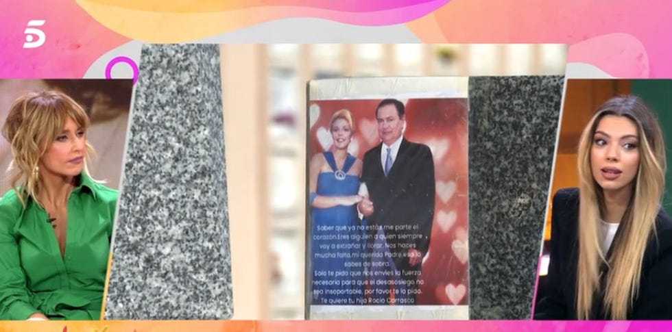 en el programa 'fiesta' comentan las imágenes de rocío carrasco y rocío jurado pegadas en su lápida