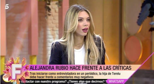 alejandra rubio, herida antes las críticas a su trabajo