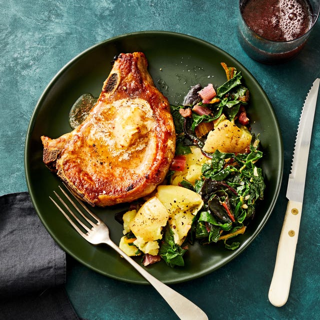 Aleppo Pork Chops with Potatoes and Greens aleppo pork chops with potatoes and greens
