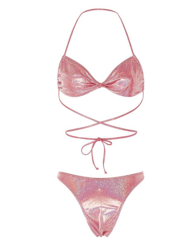 pink metallic alessandra rich bikini £205