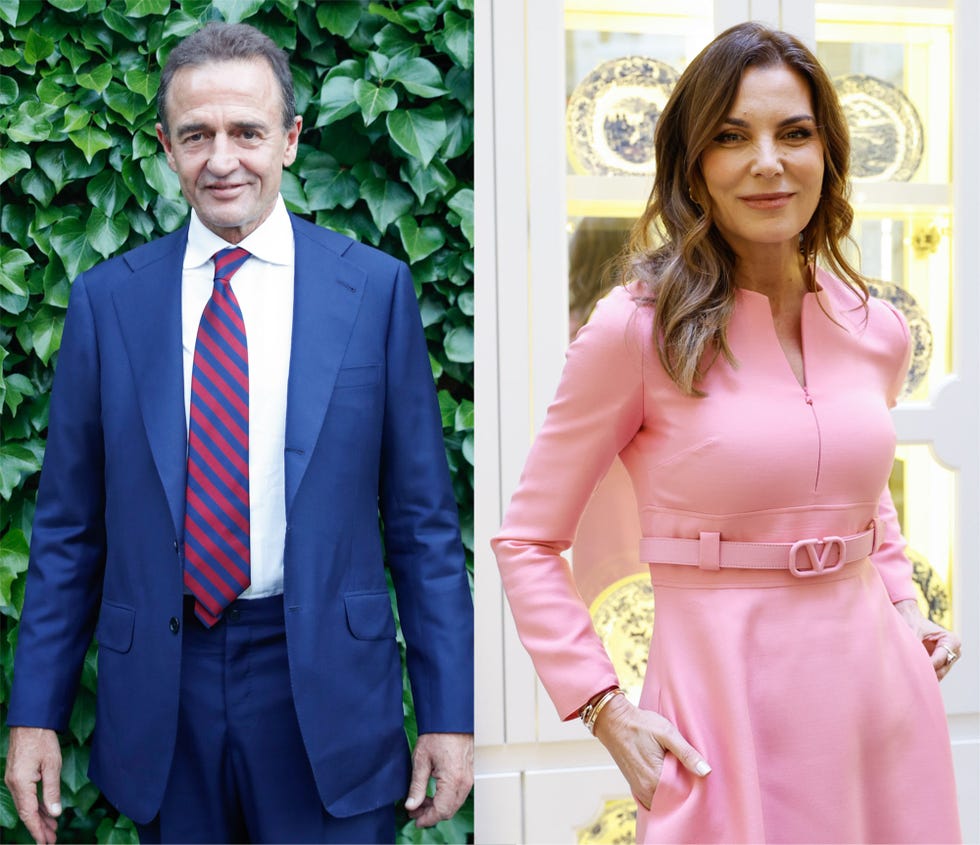 el italiano, con traje, y la concursante de 'el desafio', con un vestido rosa