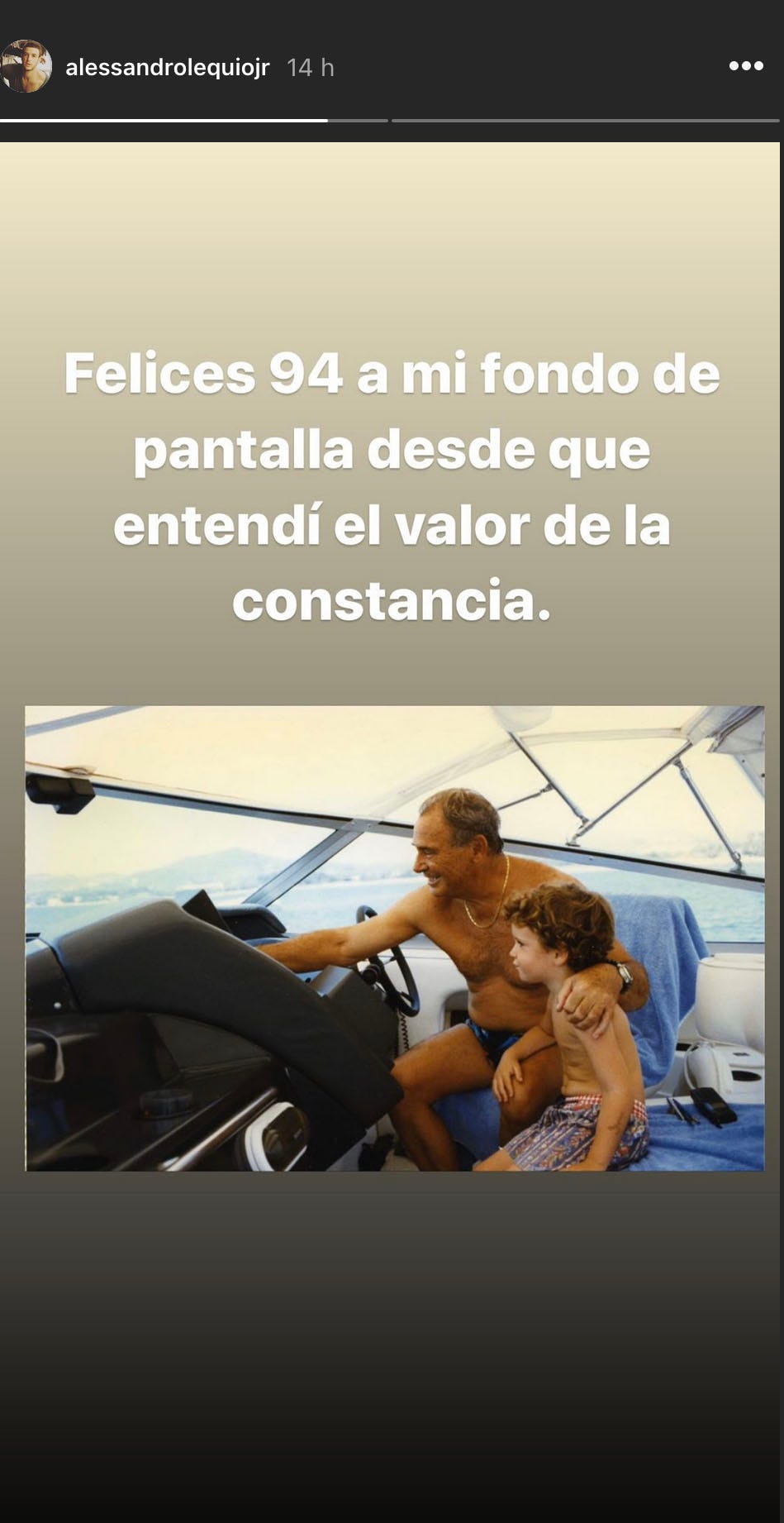 Aless Lequio felicita a su abuelo materno por su cumpleaños