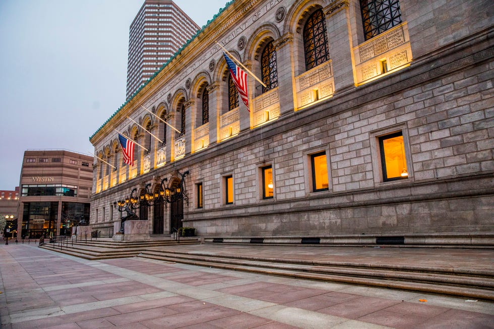 an empty street on marathon monday, patriots day on april 20, 2020 in boston, massachusetts