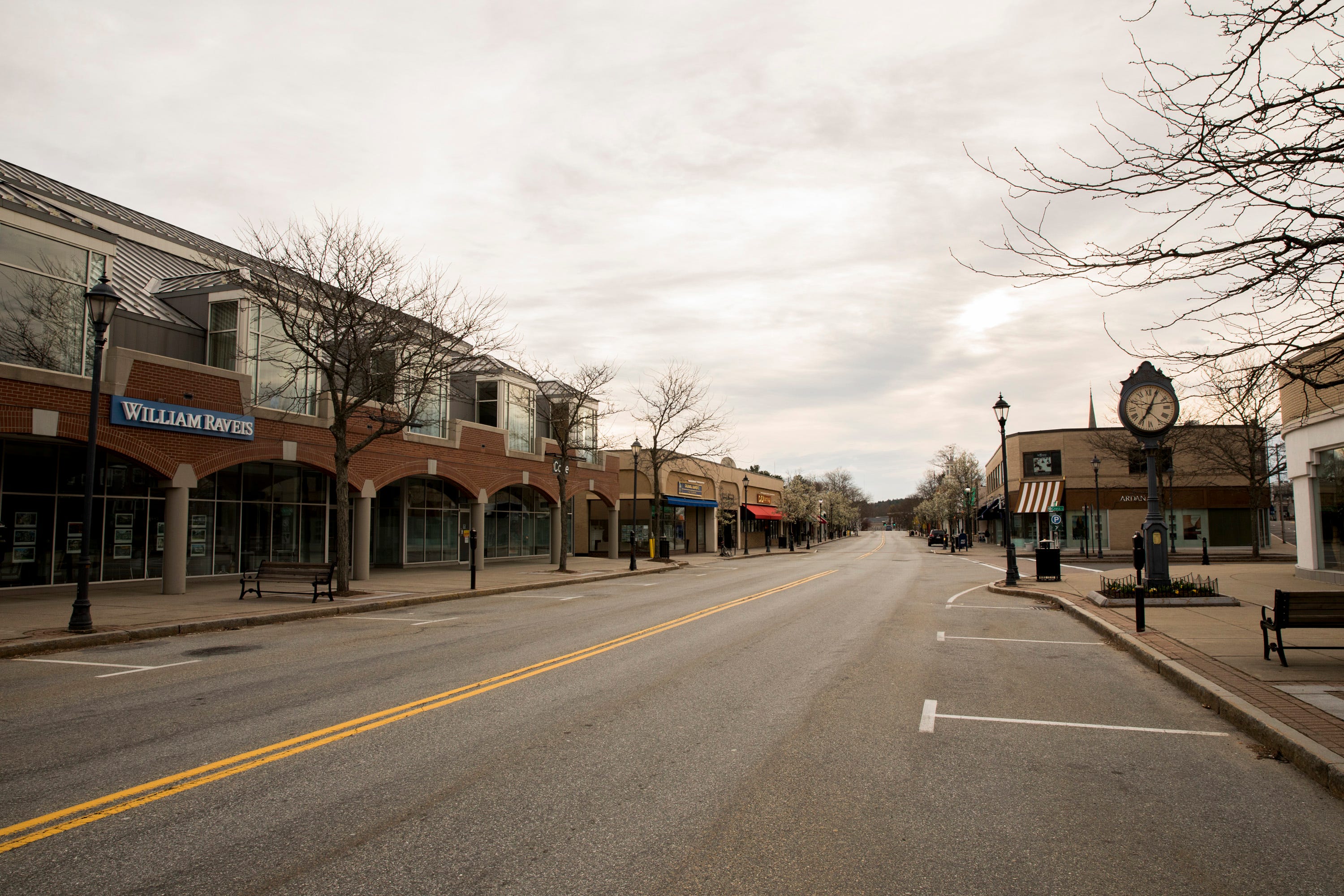 an empty street on marathon monday, patriots day on april 20, 2020 in boston, massachusetts