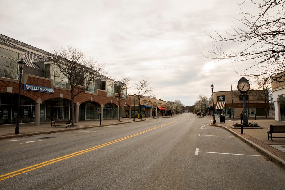 an empty street on marathon monday, patriots day on april 20, 2020 in boston, massachusetts