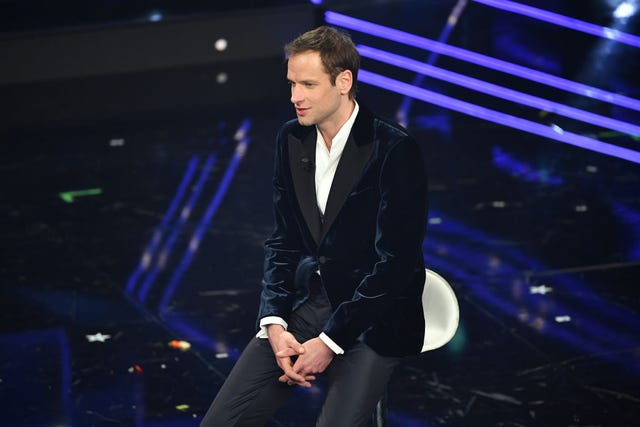 sanremo, italy march 03 alex schwazer is seen on stage at the 71th sanremo music festival 2021 at teatro ariston on march 03, 2021 in sanremo, italy photo by jacopo raule daniele venturelligetty images