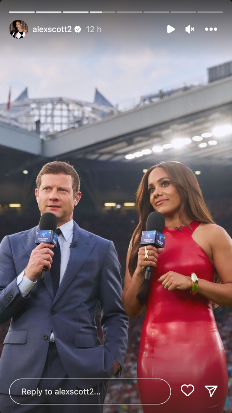 Alex Scott looked amazing in a red latex dress to host Soccer Aid