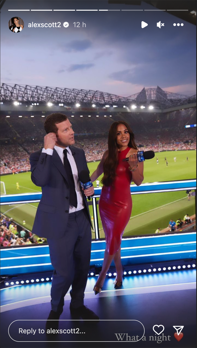 Alex Scott looked amazing in a red latex dress to host Soccer Aid