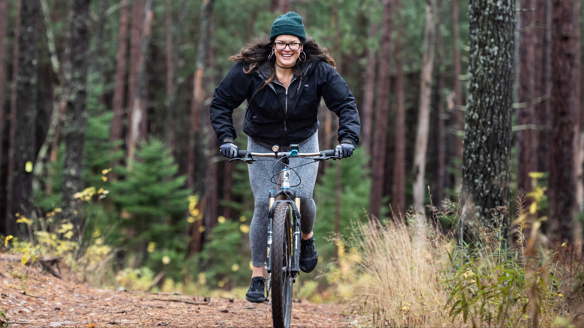 Alexandera Houchin riding her bike at the Cloquet Forestry Center in Cloquet, MN, on Oct 22, 2019.