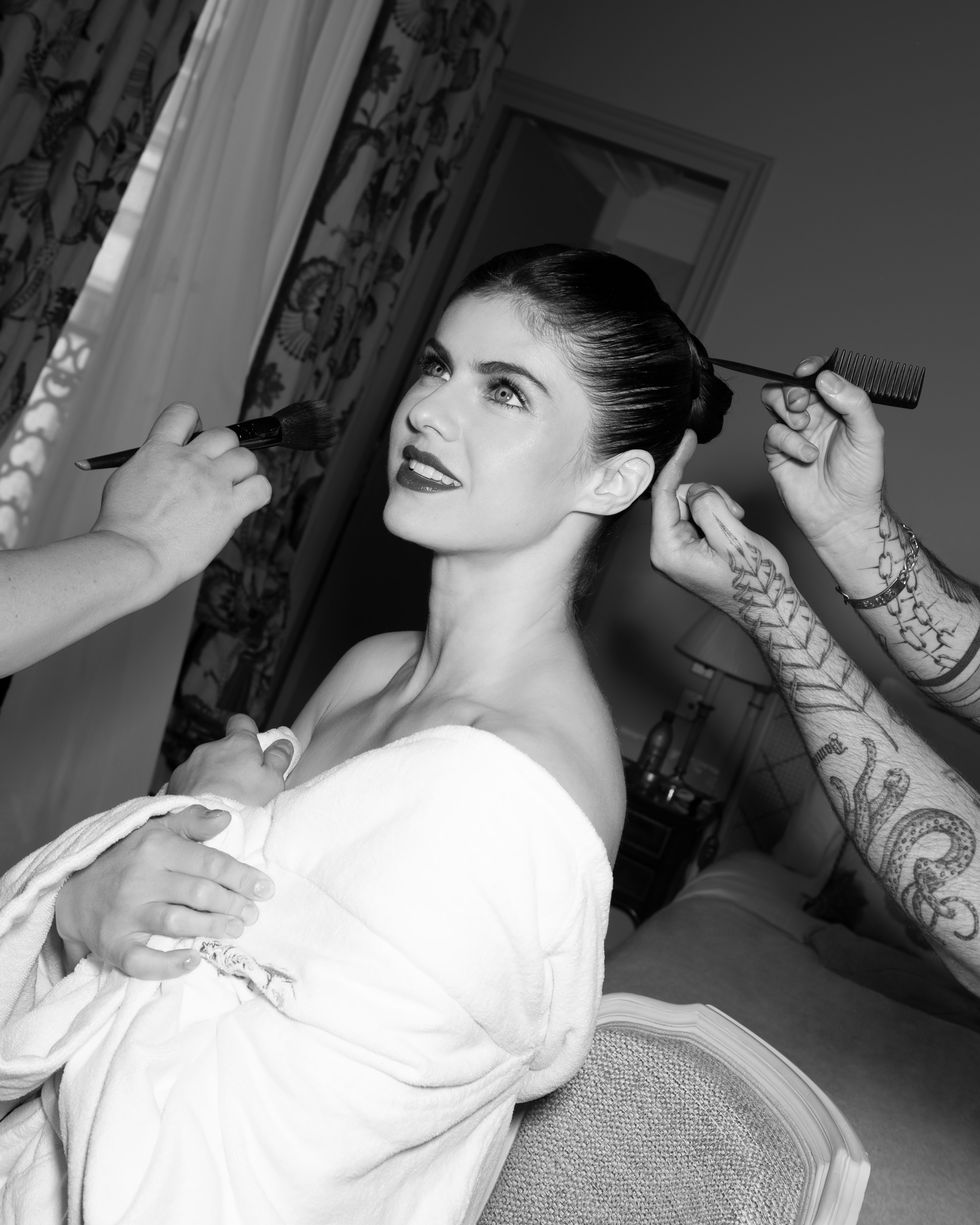 Getting ready with Alexandra Daddario for the Dior show