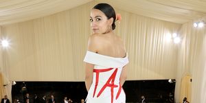 new york, new york   september 13 exclusive coverage alexandria ocasio cortez departs the 2021 met gala celebrating in america a lexicon of fashion at metropolitan museum of art on september 13, 2021 in new york city  photo by jamie mccarthymg21getty images for the met museumvogue