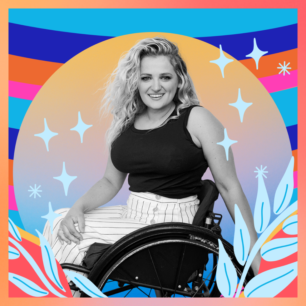 Tony-Award Winner Ali Stroker on How She Lives Boldly ali stroker photo collage with bright illustrative elements