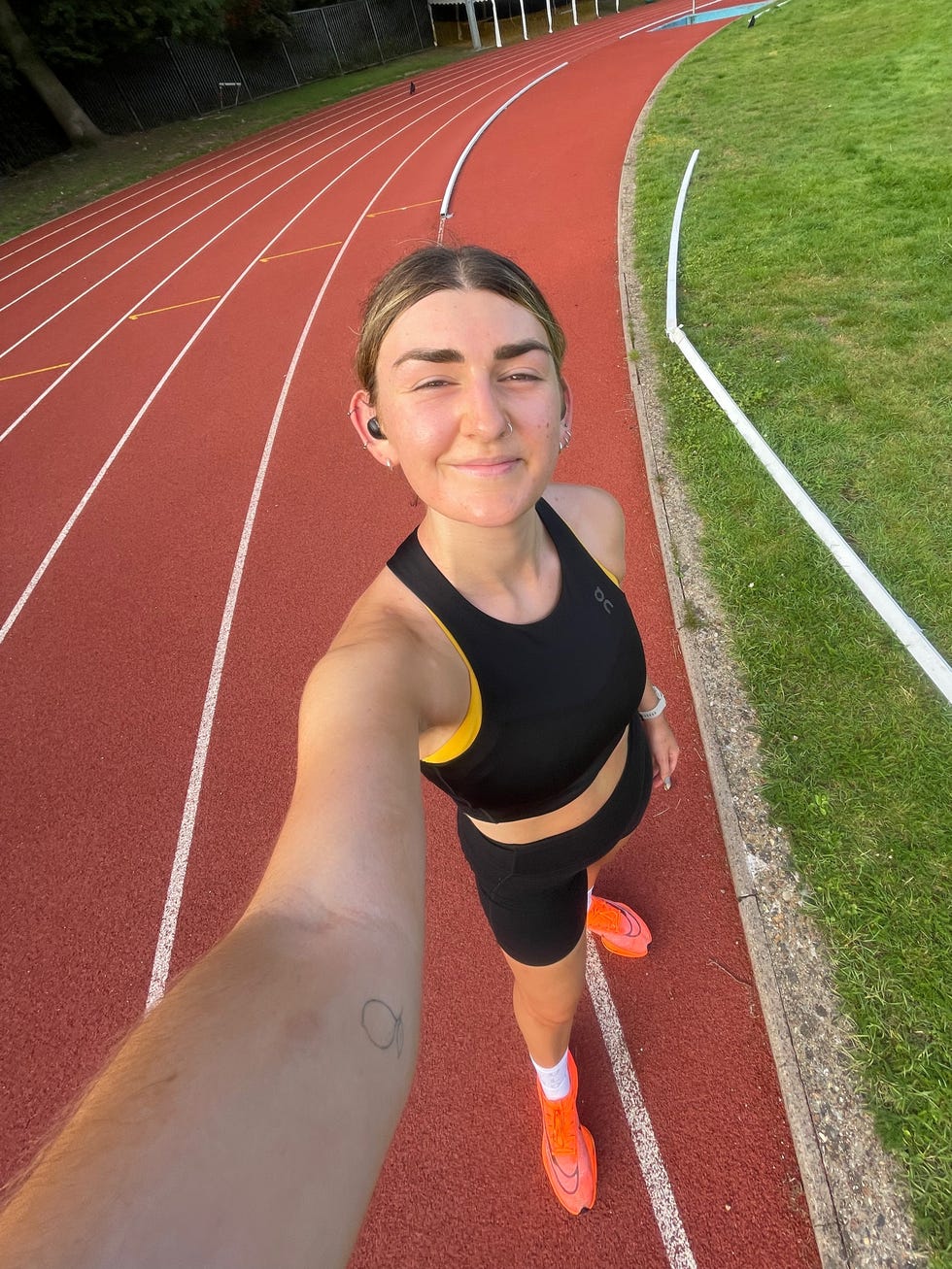 a person running on a track
