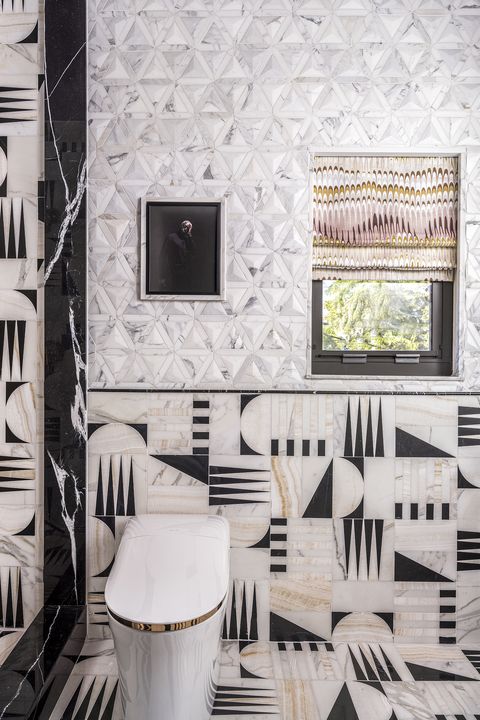 modern bathroom ideas mix match tile walls