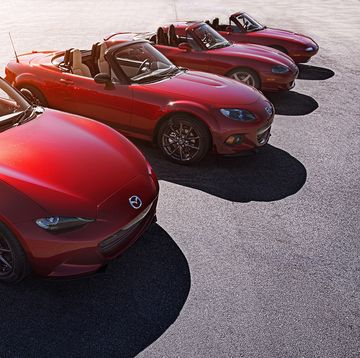 all four generations of Mazda's MX-5 Miata