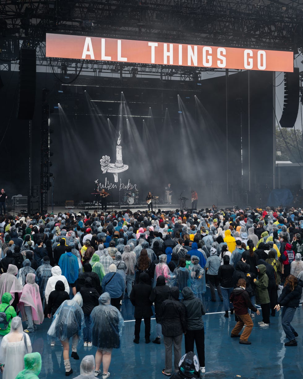 crowds brave the rain to watch julien baker’s set at all things go festival at forest hills ﻿stadium