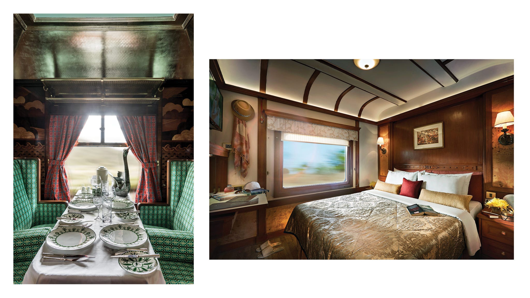 the wes anderson– designed cygnus carriage on the british pullman and a carriage on the deccan odyssey