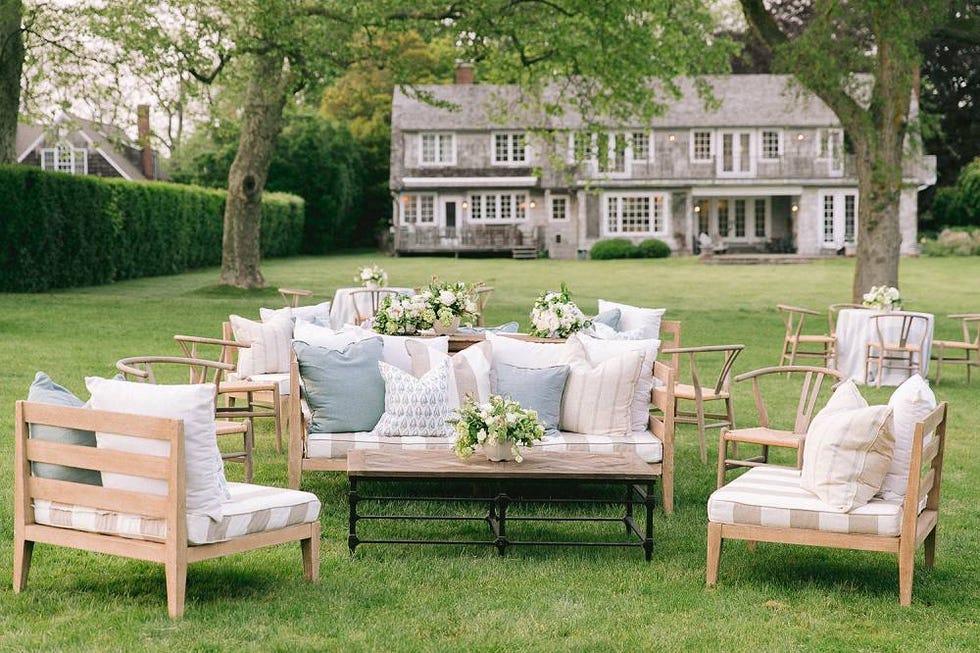 lounge set up in a backyard
