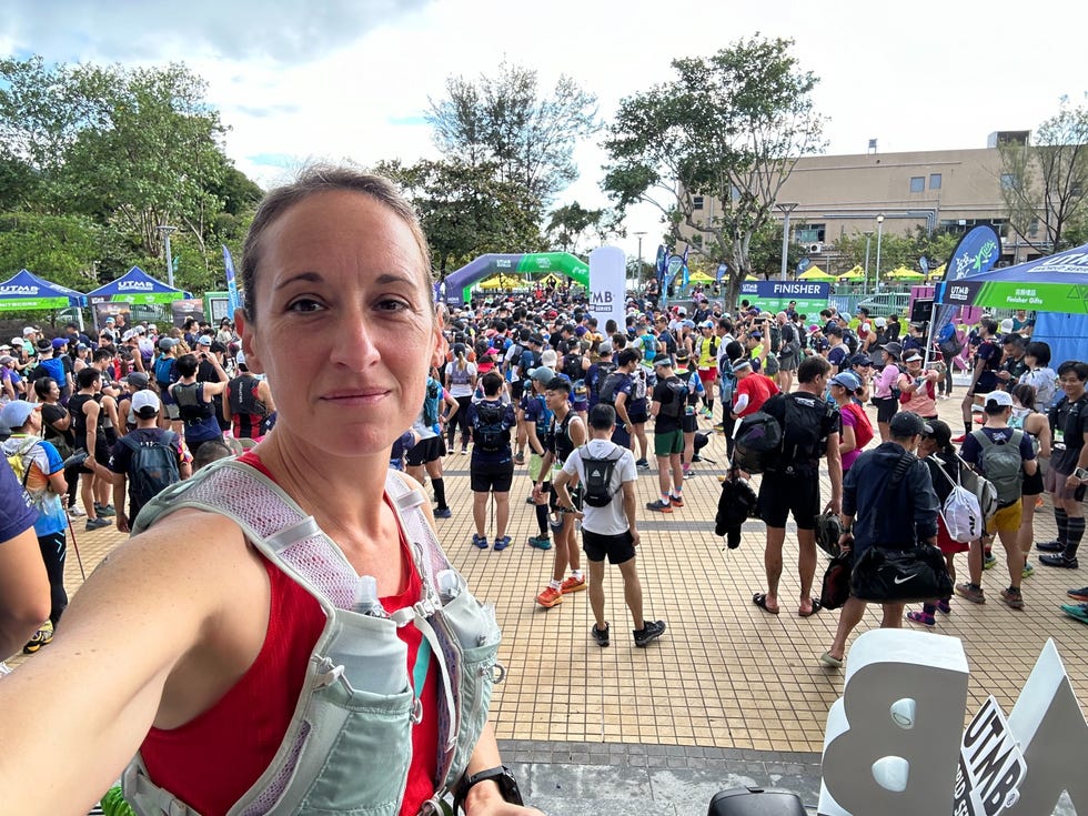 the author on the startline of the utmb lantau