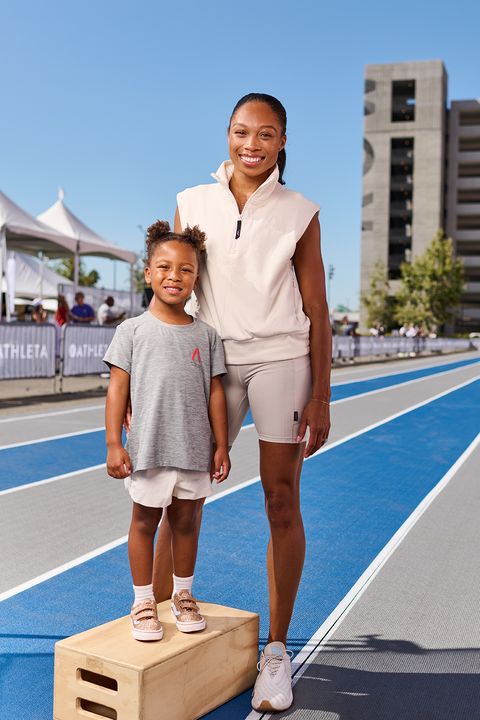allyson felix posing with her daughter