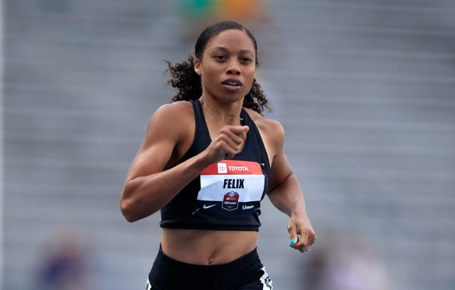 Allyson Felix compite en los Trials de Des Moines en Estados Unidos