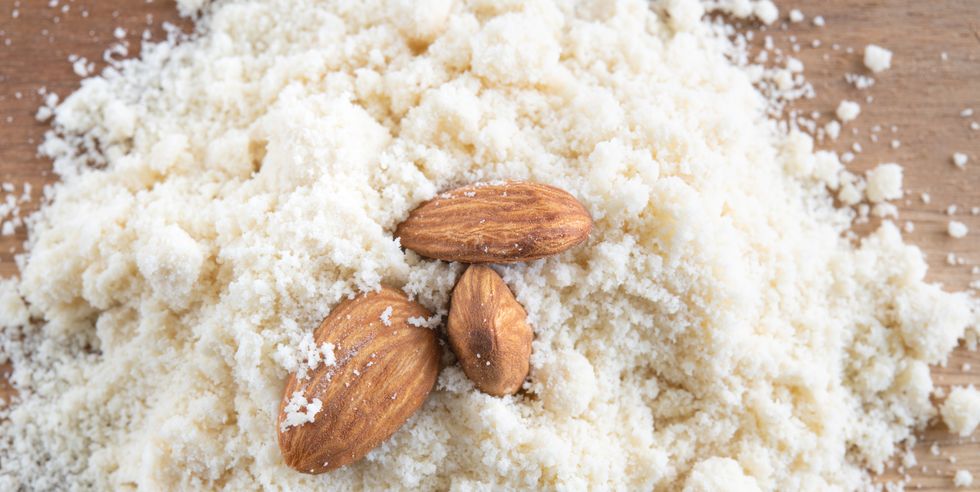almond flour with three nuts on top
