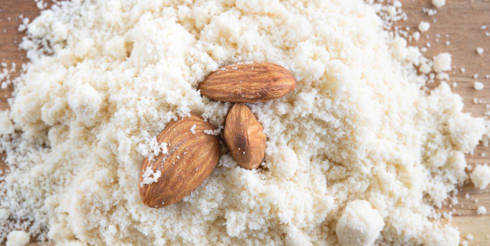 almond flour with three nuts on top