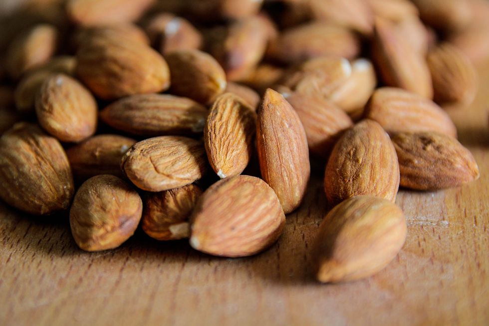 almonds, nut, close up