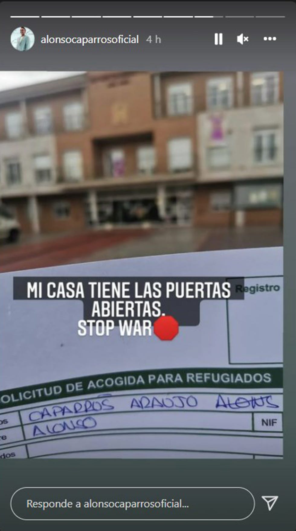 alonso caparrós apoya a ucrania recibiendo refugiados en su casa