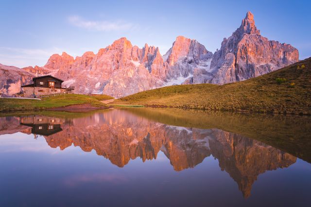 alps reflection, pale di san martino, dolomites, italy