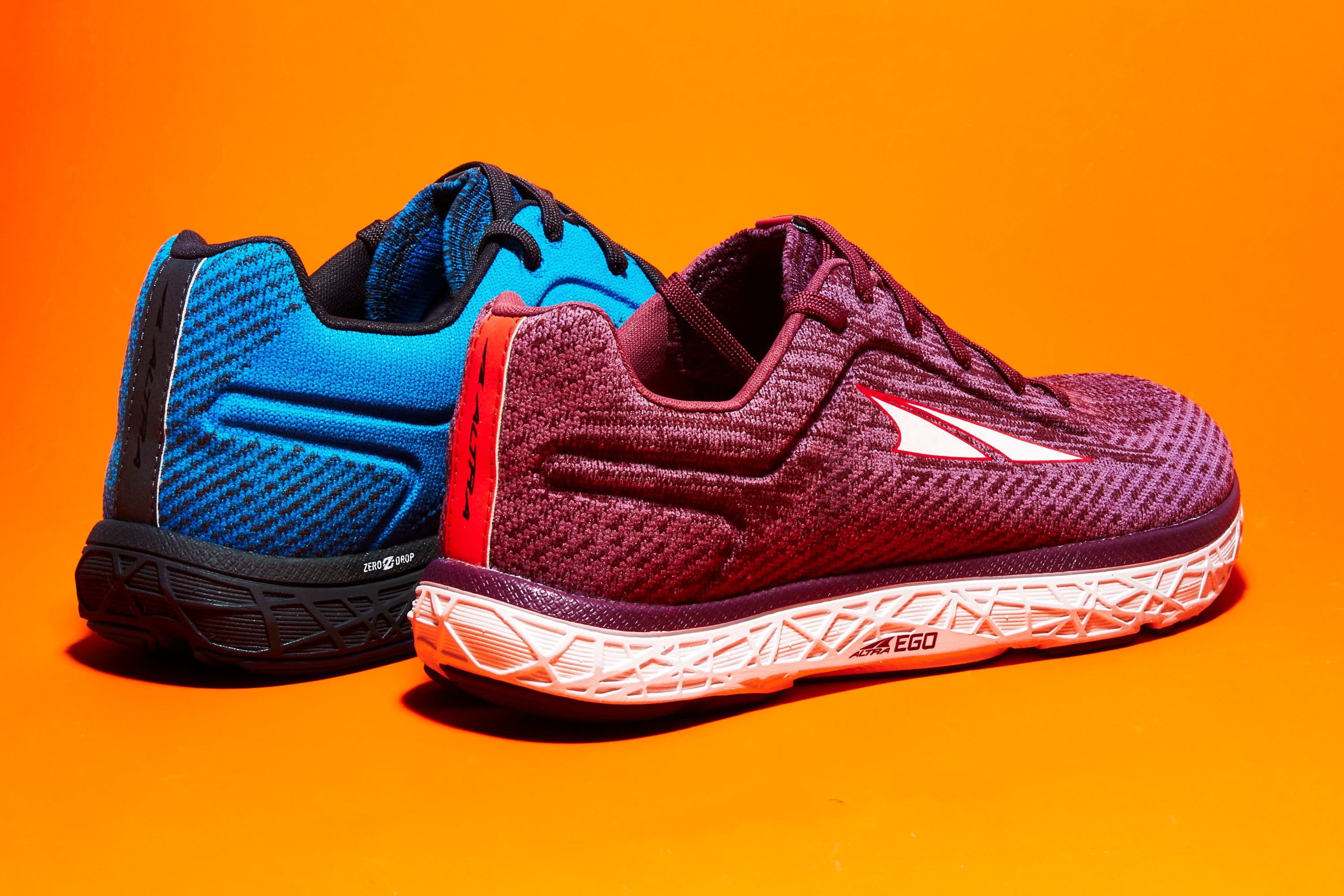 Footwear, Shoe, Orange, Walking shoe, Running shoe, Blue, Outdoor shoe, Sneakers, Cross training shoe, Sportswear, 