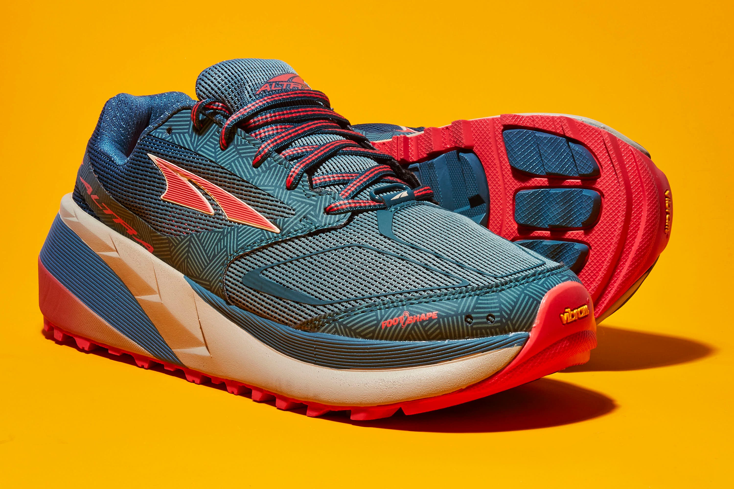 Shoe, Footwear, Running shoe, Outdoor shoe, Orange, Walking shoe, Sportswear, Red, Cross training shoe, Yellow, 