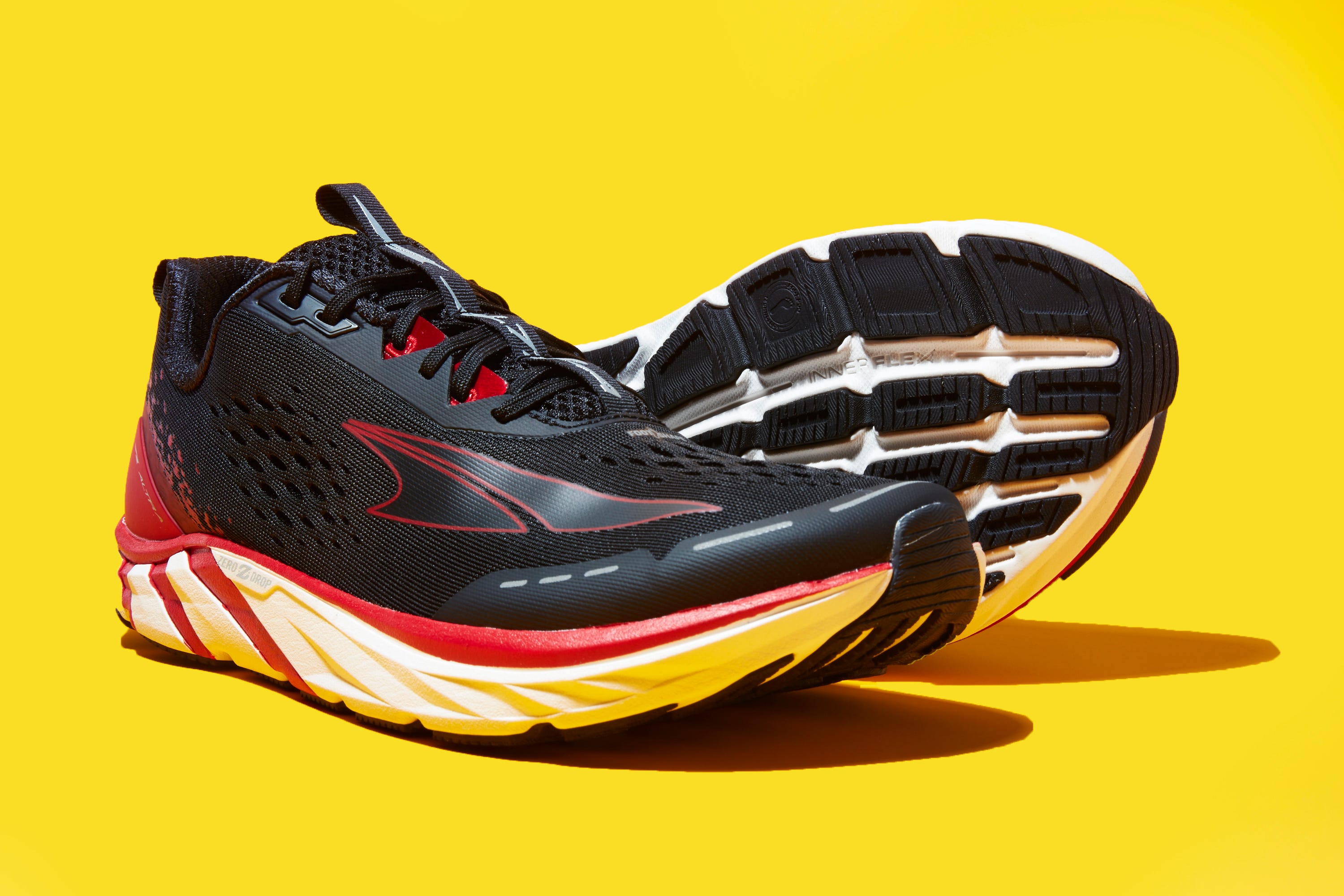 Footwear, Outdoor shoe, Shoe, Running shoe, Black, Yellow, Red, Walking shoe, Orange, Sneakers, 