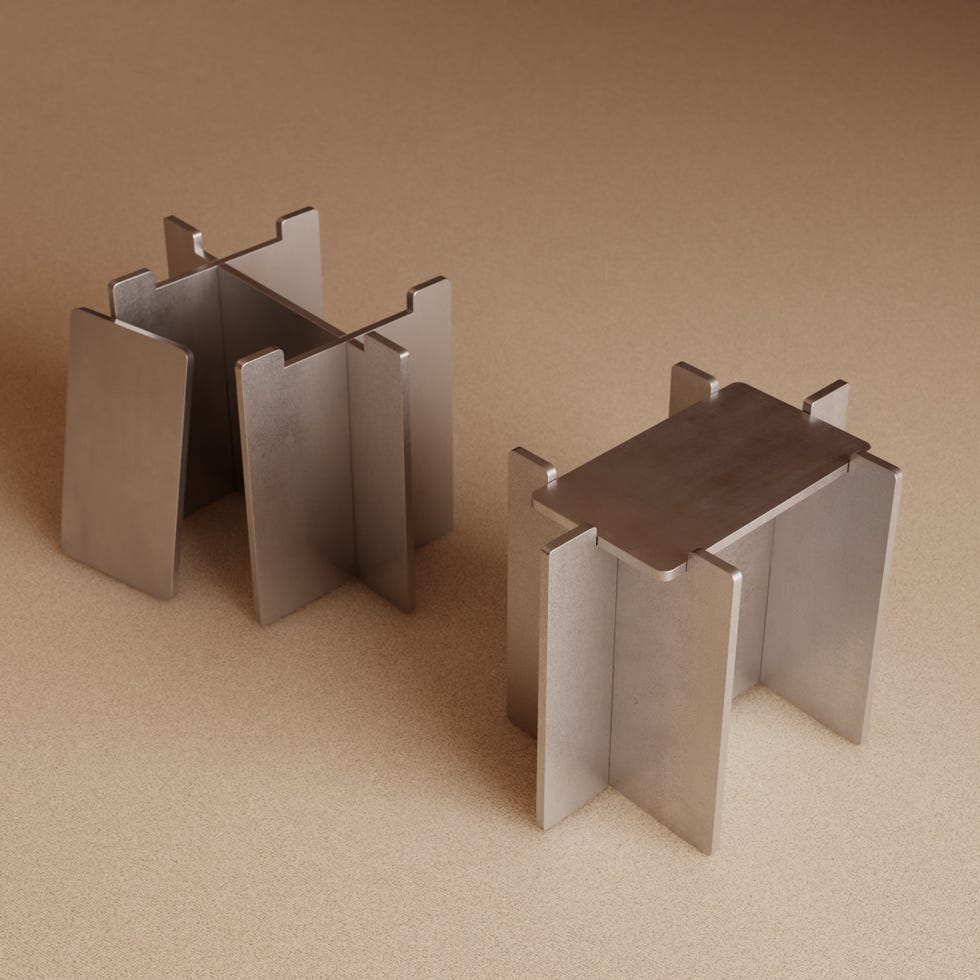 two aluminium side tables