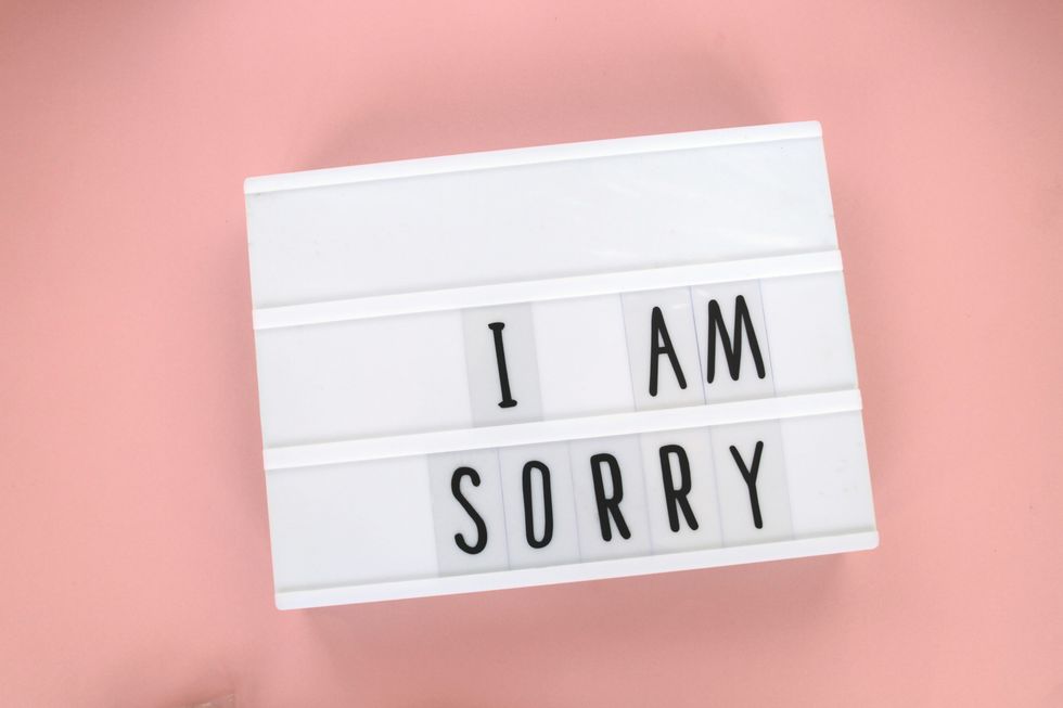 "i am sorry" message in light box