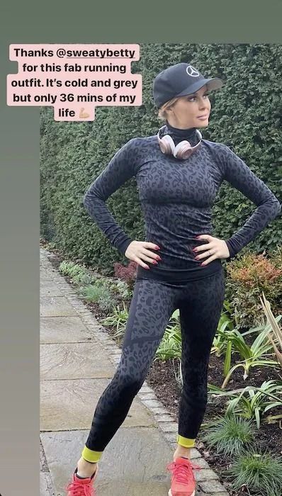amanda holden poses after a run for an instagram story post
