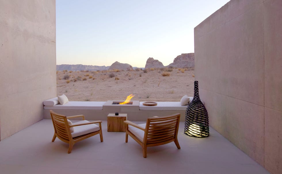 a table and chairs in a room
