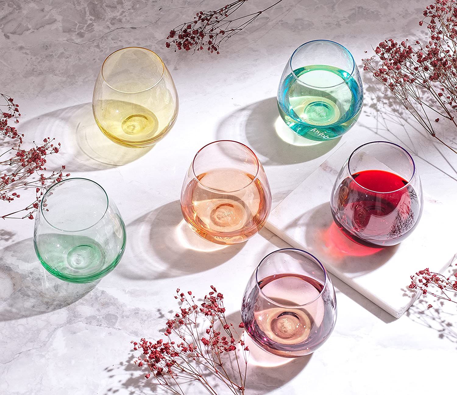 Set of 5 Orange Plastic Footed Wine Glasses. Retro Orange Wine Glass Set.  Unbreakable Wine Glasses for Parties. Bright Orange Stemware Set