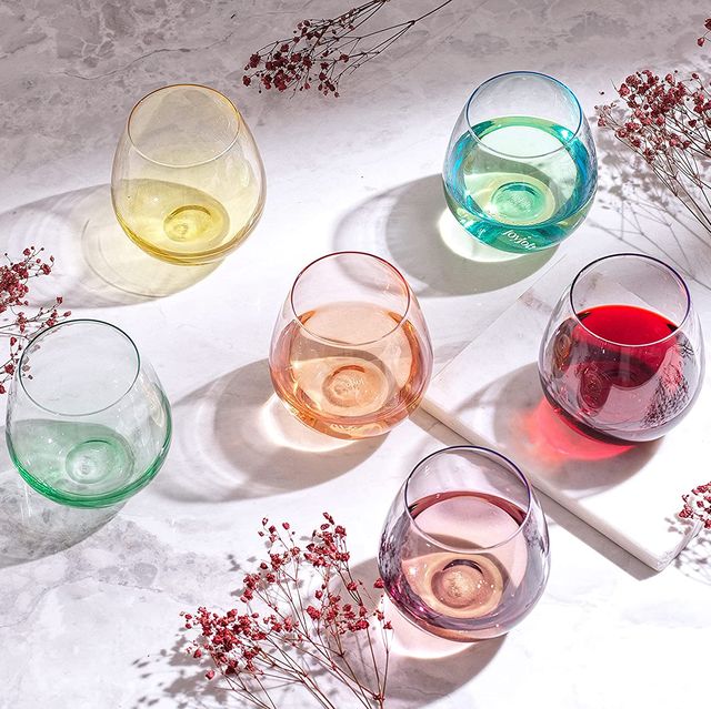 Circle Glass Rainbow 4-Piece Stemless Wine Glass Set