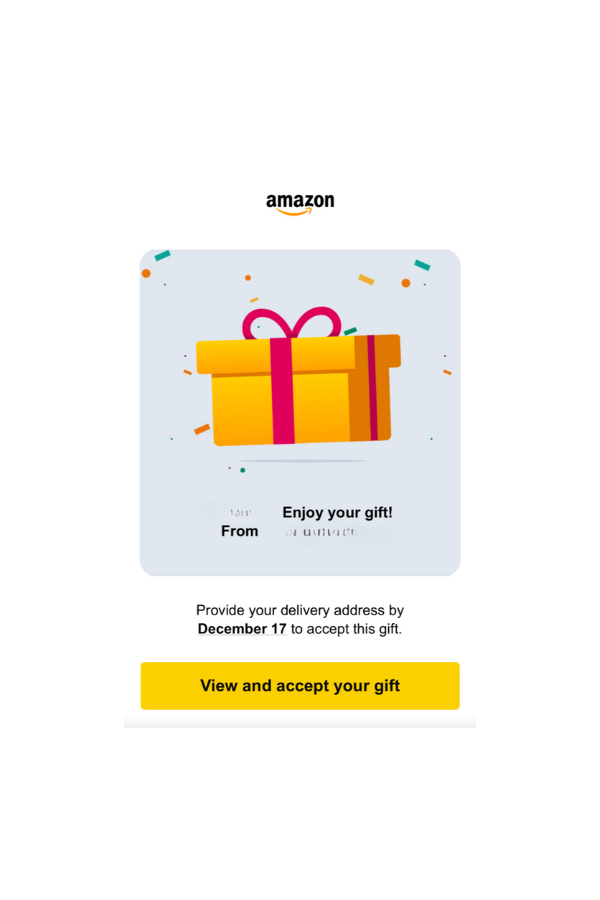 notification of a gift from amazon