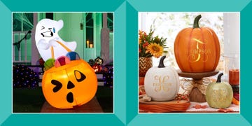 inflatable cute ghost halloween decor, lets make memories personalized light up pumpkin