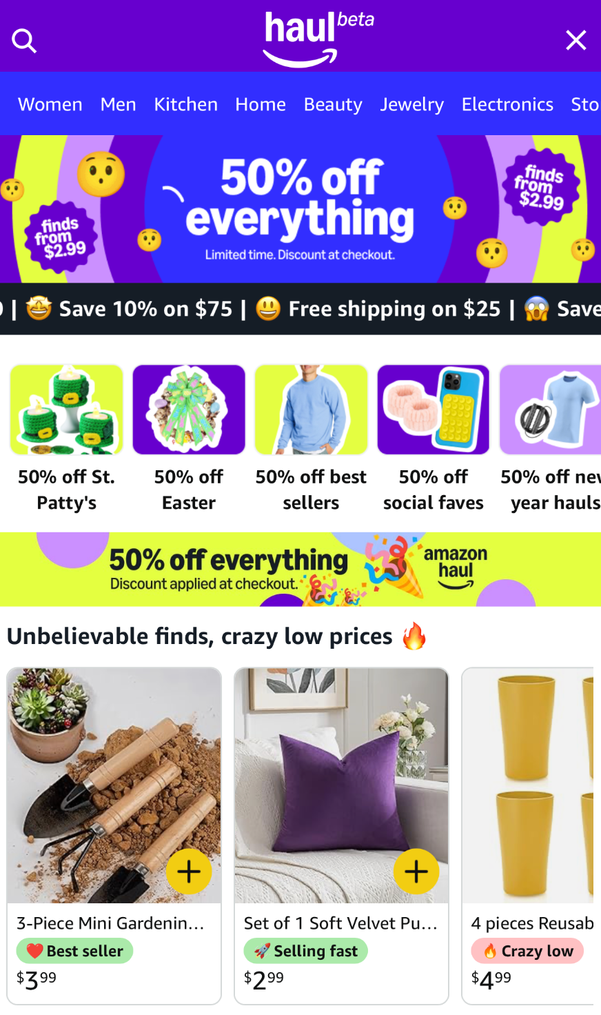 promotional content for an online retail site featuring discounted products