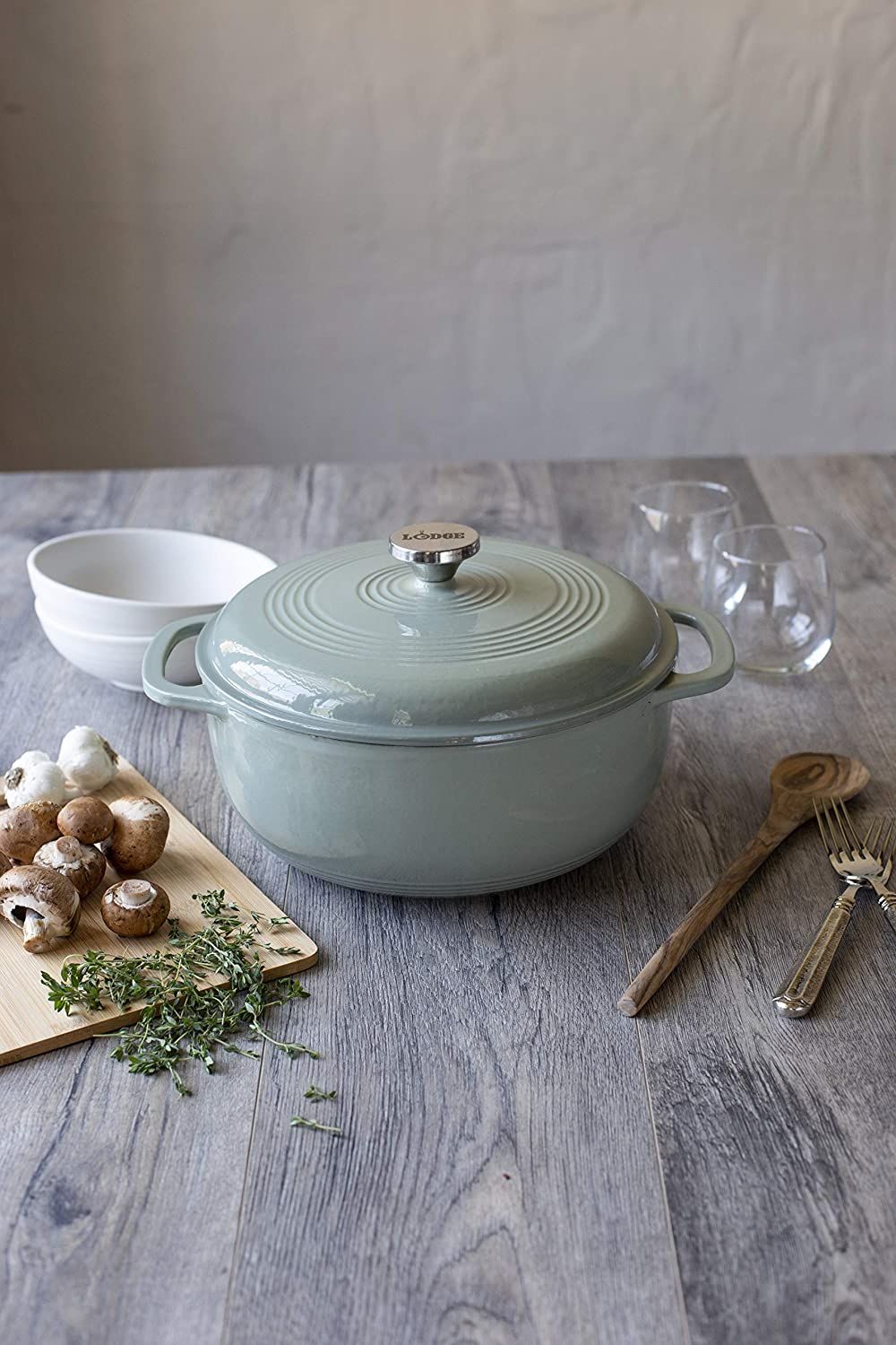 Lodge 6-Qt. Smooth Sailing Blue USA Enameled Cast Iron Dutch Oven