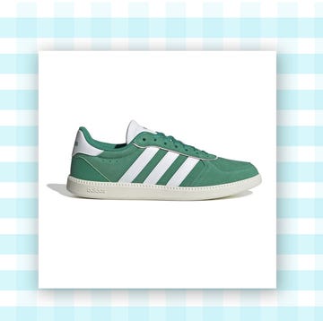 green sneakers and a striped summer dress green sneakers and a striped summer dress