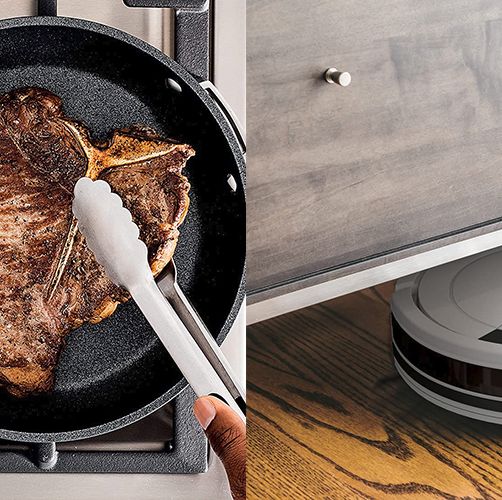 nonstick cookware side by side with a vacuum to highlight amazons sale