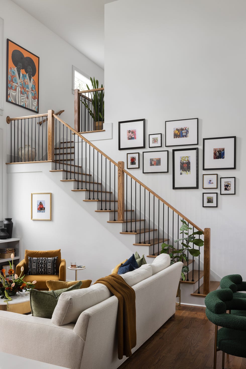 living room with gallery wall