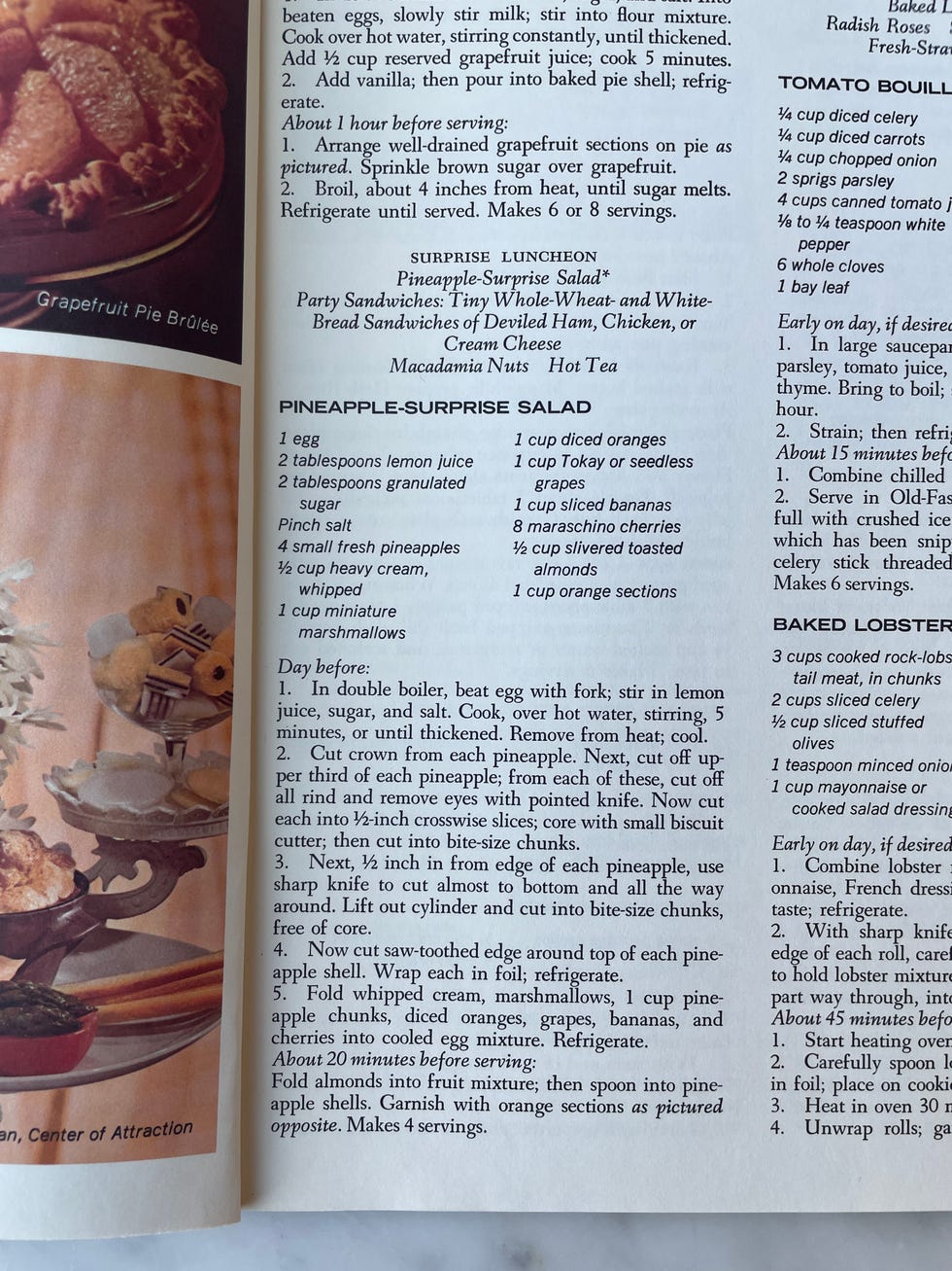 recipe of ambrosia salad in a cookbook